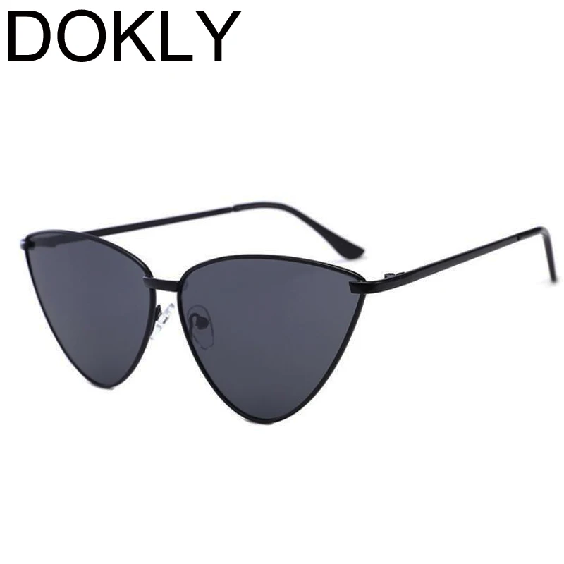 

DOKLY Brand New Fashion Cat eye Sunglasses Women Designer Eyewear Metal Frame Black lens UV400 Glasses oculos de sol