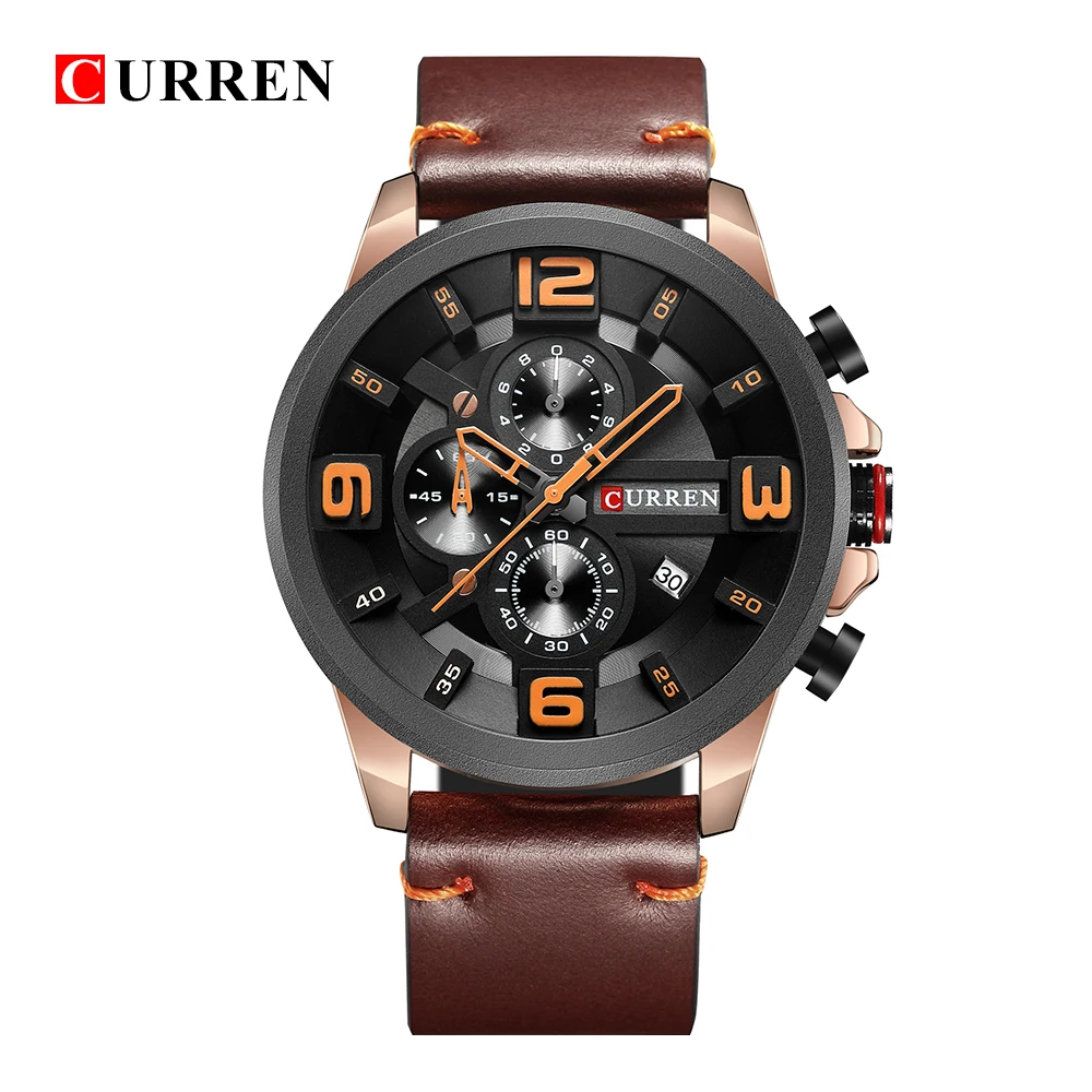 CURREN 8288 Топ люксовый бренд Мужские часы мужские спортивные кварцевые кожаные