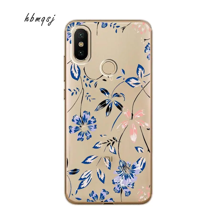 Silicone for xiaomi mi a2 lite redmi 6 pro case 5.84 inch love flowers feathers christmas lights phone back cover |