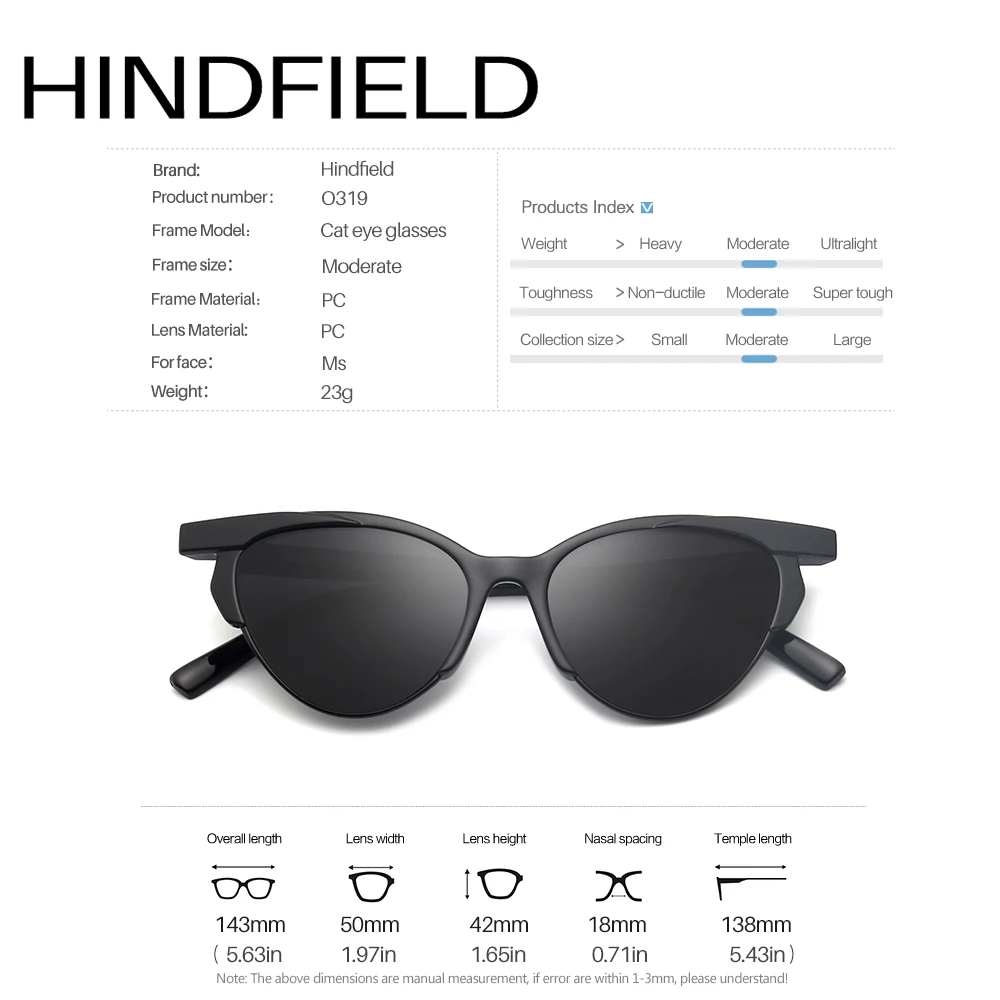 Hindfield классические женские солнцезащитные очки &quotкошачий глаз&quot новинка 2019