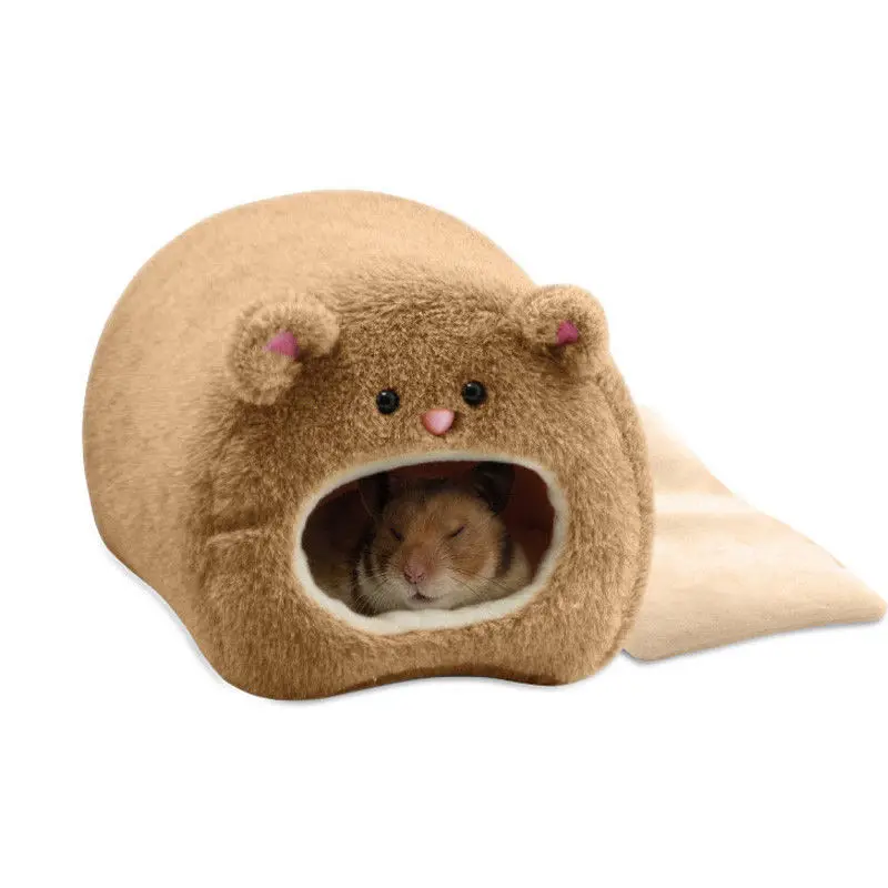 Коричневый Теплая кровать гамак для крысы белка зимняя игрушка для домашних животных хомяк клетка дом подвесное гнездо+ коврик - Цвет: Коричневый