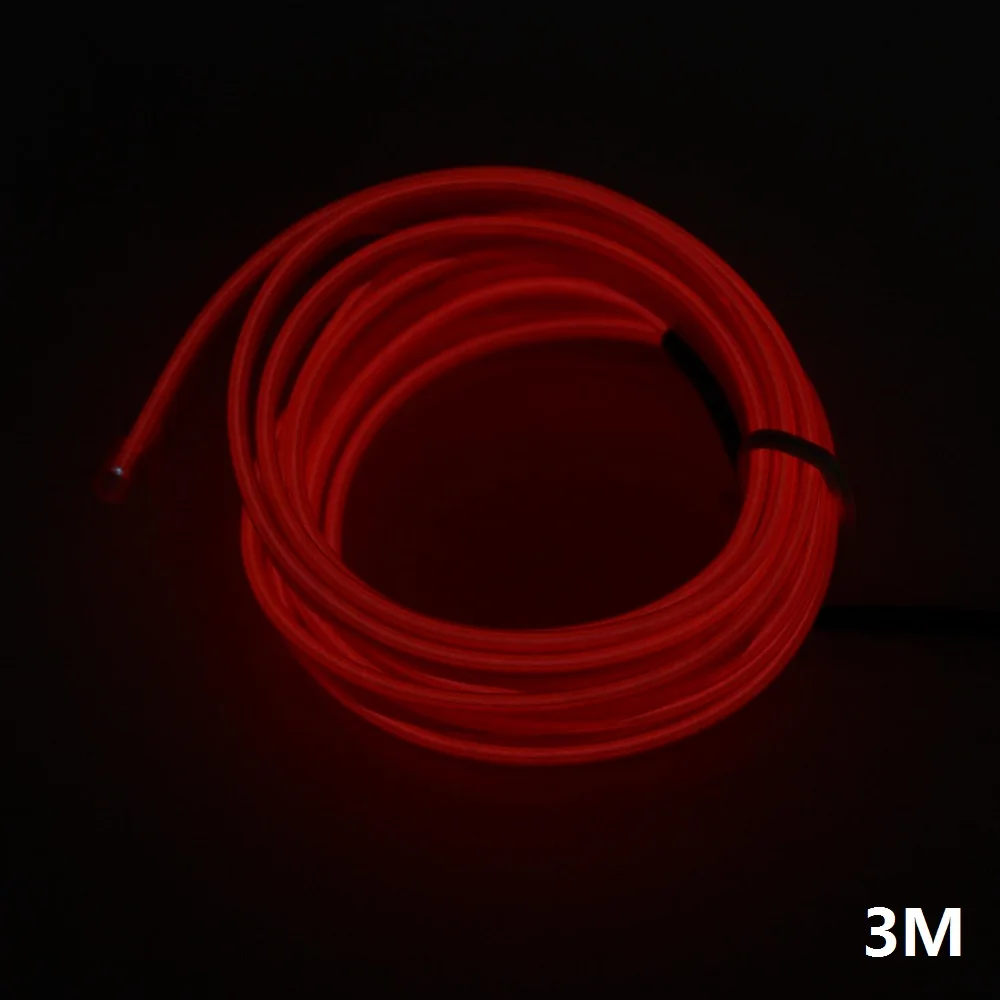 Red - 3m ANBLUB 1 м, 2 м, 3 м, 5 м, Светодиодная лента, светильник для автомобиля, атмосферная лампа, 12 В, гибкая неоновая веревка, ленточный светильник, автомобильный интерьерный светильник, 10 цветов - Испускаемый цвет: Red - 3m