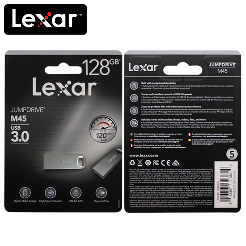 Новый оригинальный Lexar M45 USB 3 0 металла флэш накопитель 128 Гб 64 до 100 МБ/с. usb3.0 флеш 32