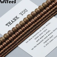 wlyees matte plating copper beads round hematite ball 2 6 8 10mm natural stone spacer loose bead for jewelry bracelet making diy