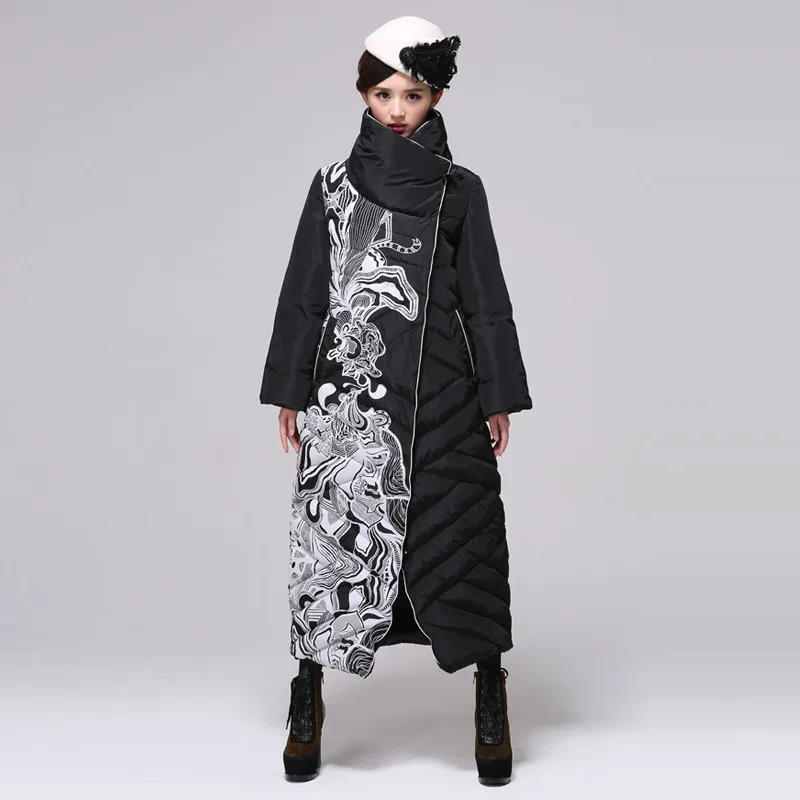 Женская парка с рисунком новая модная винтажная женская зимняя пуховая куртка
