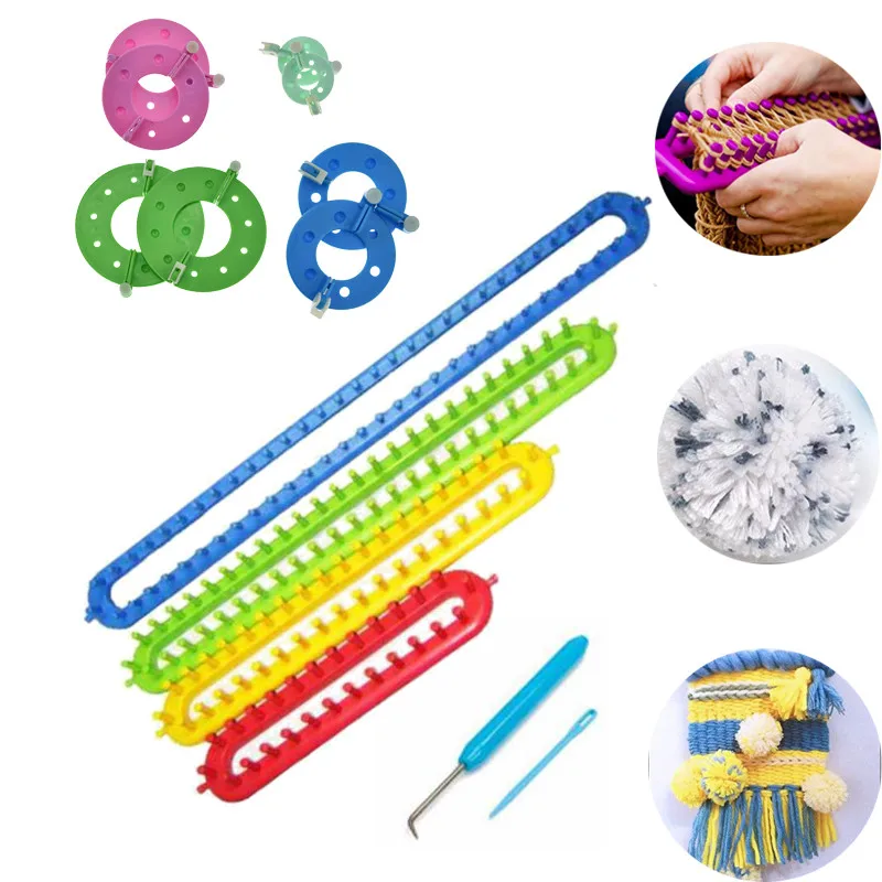 

4 Sizes Long Knitting Knitter Looms Weaving Set 4 Sizes Pom-Pom Makers Set For Fluff Ball DIY Craft for Scarf Shawl Blanket Hat