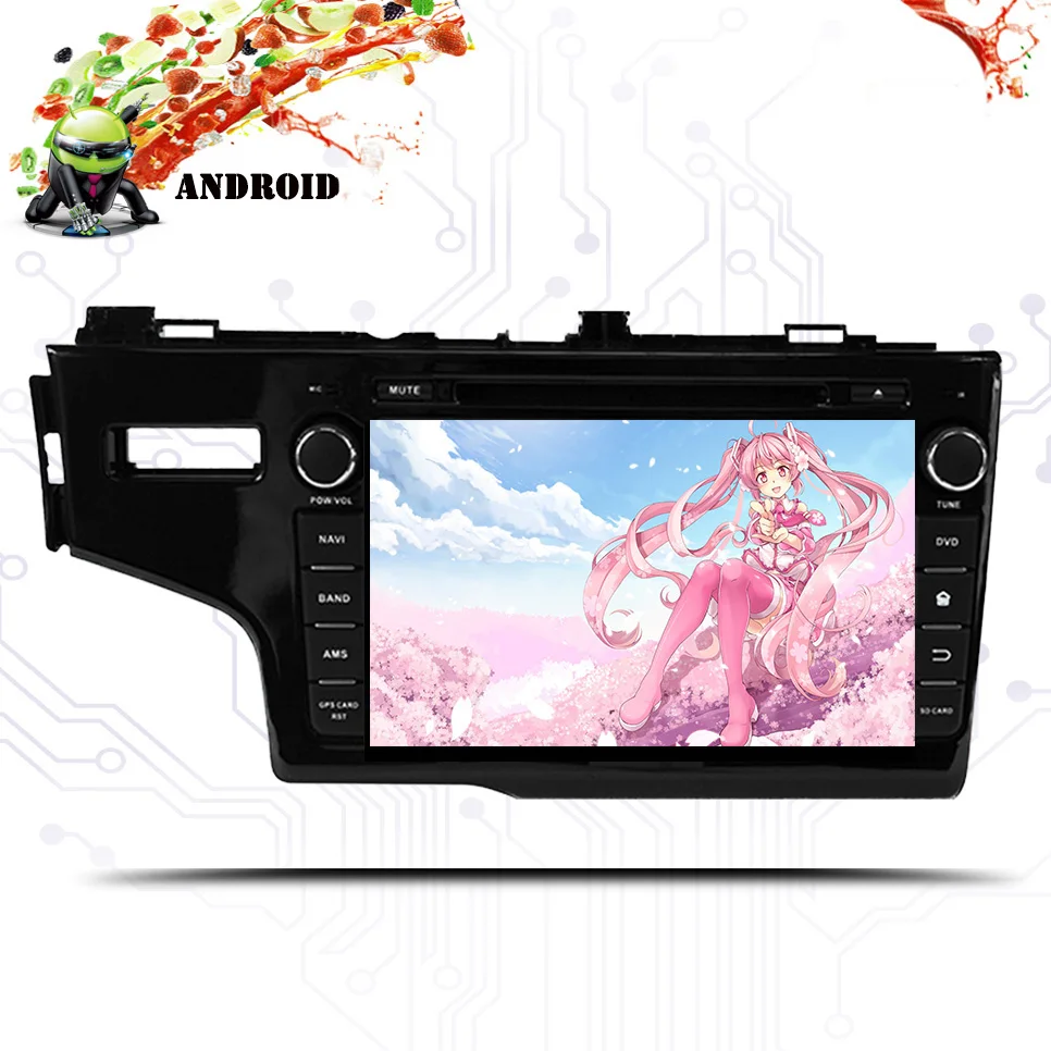 Автомобильный dvd кассетный плеер GPS Navi для Honda Fit Jazz 2014 2018 IPS экран 1024*600 + wifi BT RDS Android 9