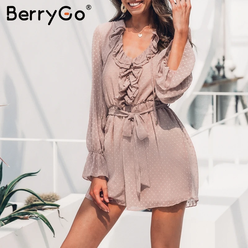 BerryGo женский комбинезон в горошек костюм с принтом сексуальный v-образный вырез