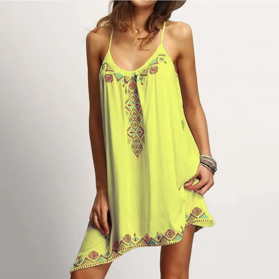 Женское свободное хлопковое платье в европейском и американском стиле с принтом