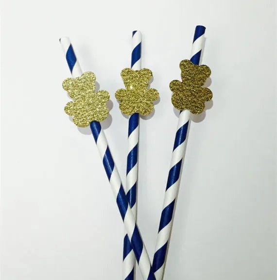 25 шт./партия милое украшение для медвежонка с бумажными соломками вечерние