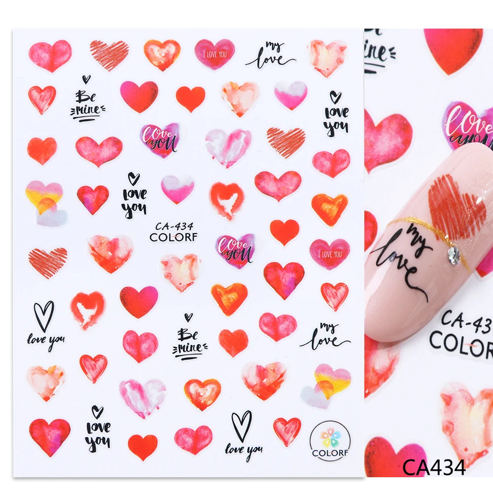 1 шт., стикеры 3D на ногти Nail Art, романтические наклейки на День святого Валентина, слайдер, губы, цветы, для путешествий, Переводные фольга, наклейки, французский маникюр, LACA428-436