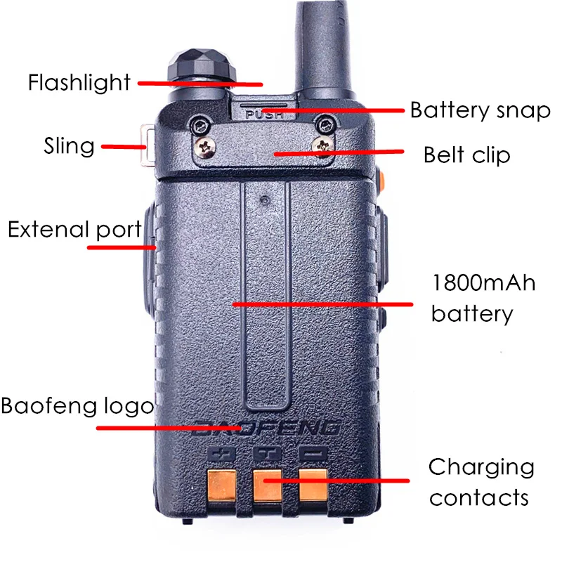Рация BaoFeng UV 5R 5 Вт CB Ham радио hf fm приемопередатчик 128 каналов VHF и технические