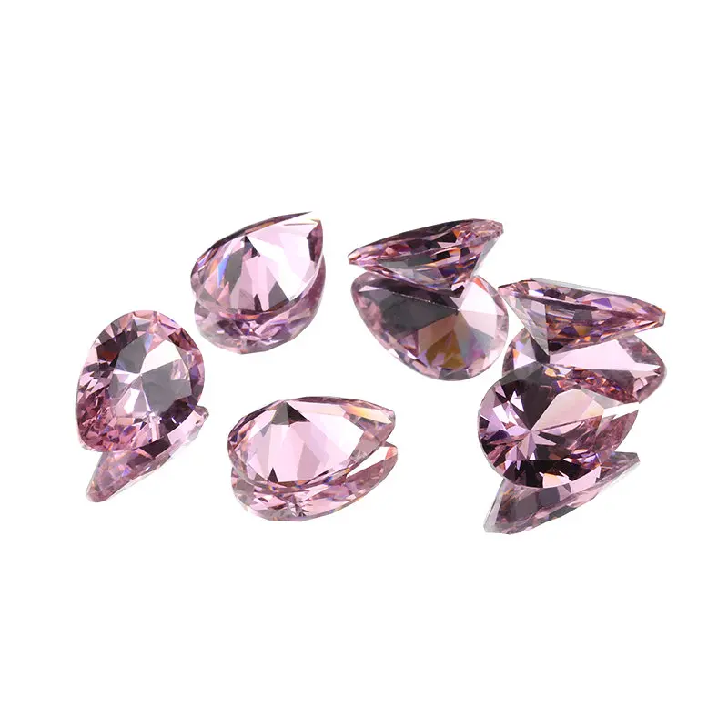 Pink 10x14 мм, 13x18 мм остроконечные грушевидную форму Блестящий больше кубического циркония камни фианиты россыпью, блестящие ювелирные изделия делая драгоценные камни 10 шт./упак - Цвет: Pink