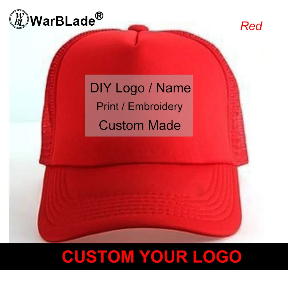 Custom Trucker Hat Flat Bill Visor Free Logo Men Women Summer Snapback Caps Sports Team Group Name Picture Print 10PCS WarBLade