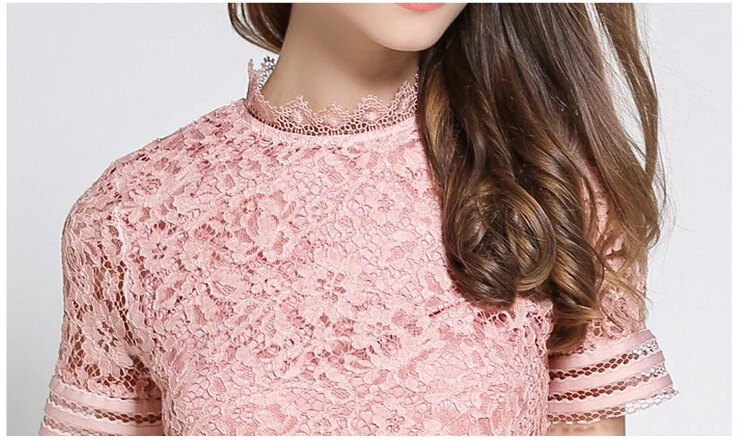 Удлиненное платье с коротким рукавом SMTHMA летнее винтажное из плотного кружева