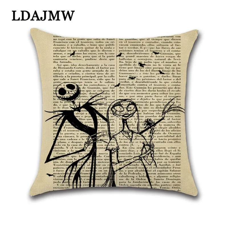 LDAJMW 2018 в стиле Хэллоуин газета мультфильм животный узор наволочка льняная