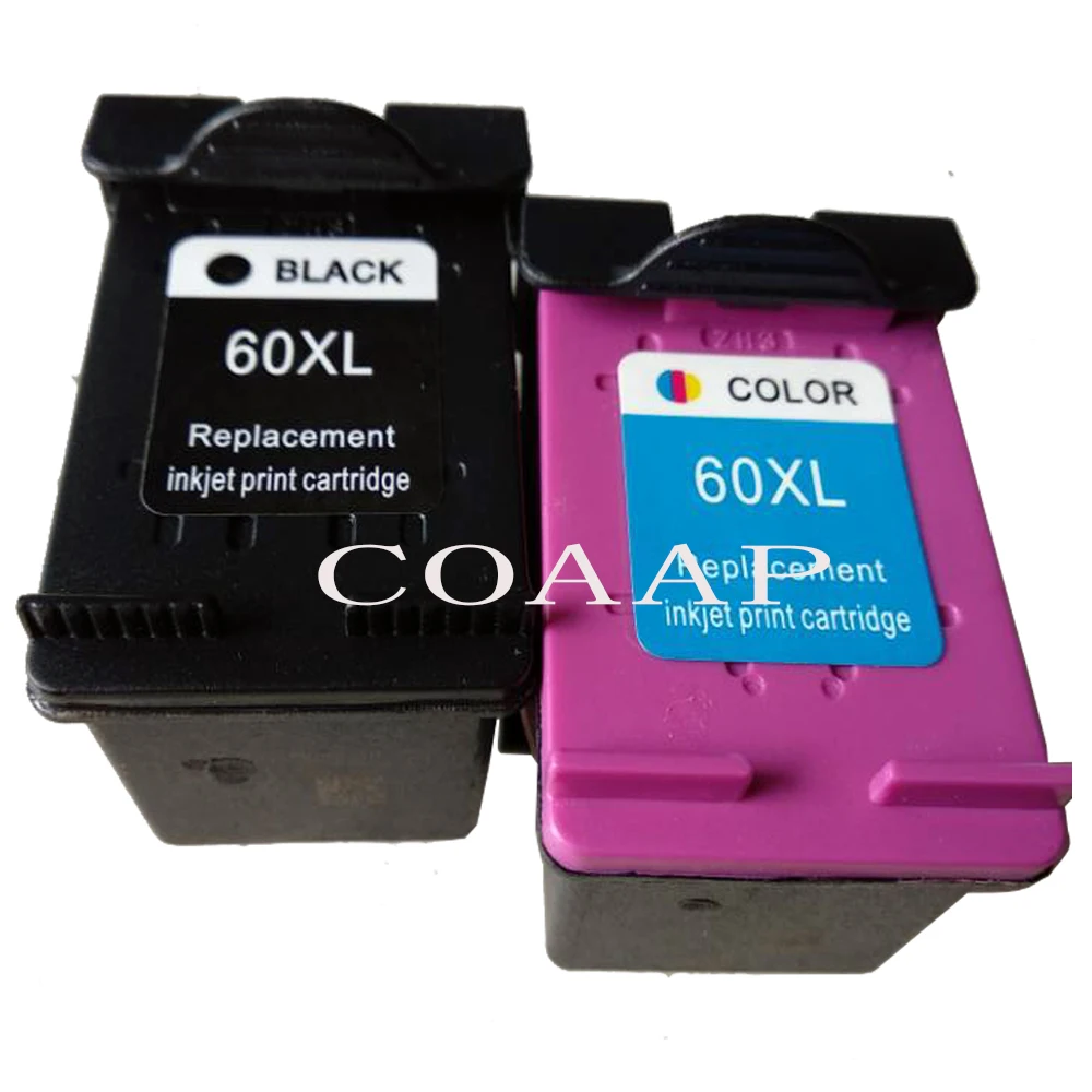 Cartuchos de tinta de repuesto para impresora HP 60 60XL, para Deskjet F4440, F4480, F4435, F4580, 4500, 5500, D110A, D5560, F2430, ENVY120, 2 uds.