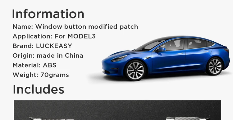 LUCKEASY окна автомобиля кнопки изменение патч для Tesla модель 3- Автомобильный Дверной замок декоративная заплатка 14 шт./компл