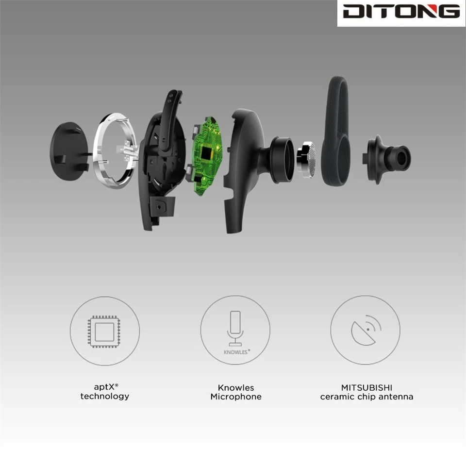 New DITONG DTQY8 Bluetooth Headset 4.1 Wireless In-Ear Headphones Sport Earphone with Microphone Speaker for iPhone xiaomi | Электроника