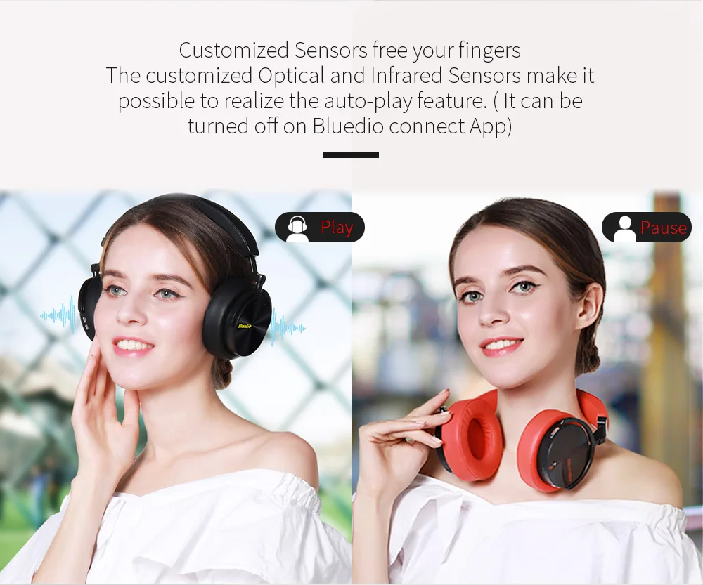 Bluedio T5S Active Шум отмена Беспроводной Bluetooth наушники Портативный гарнитура с микрофоном для сотовых телефонов