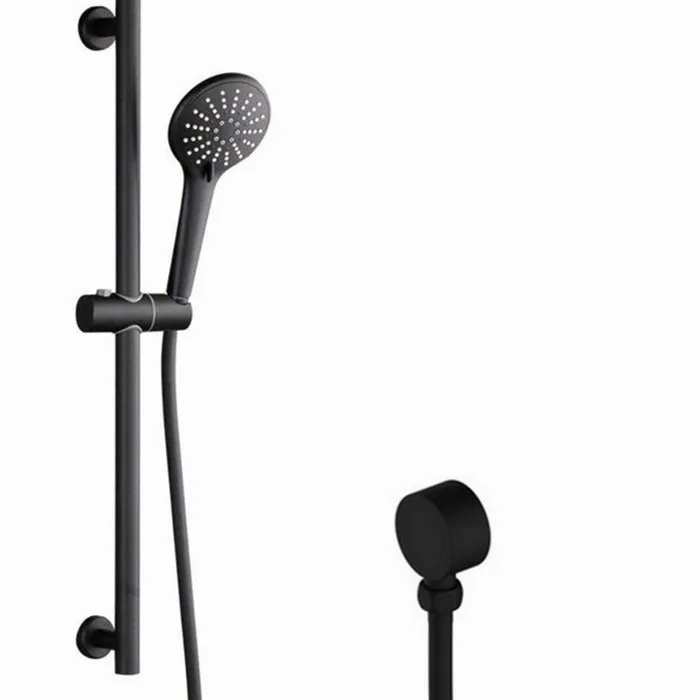 Черная настенная ручная душевая установка круглая скользящая штанга Из