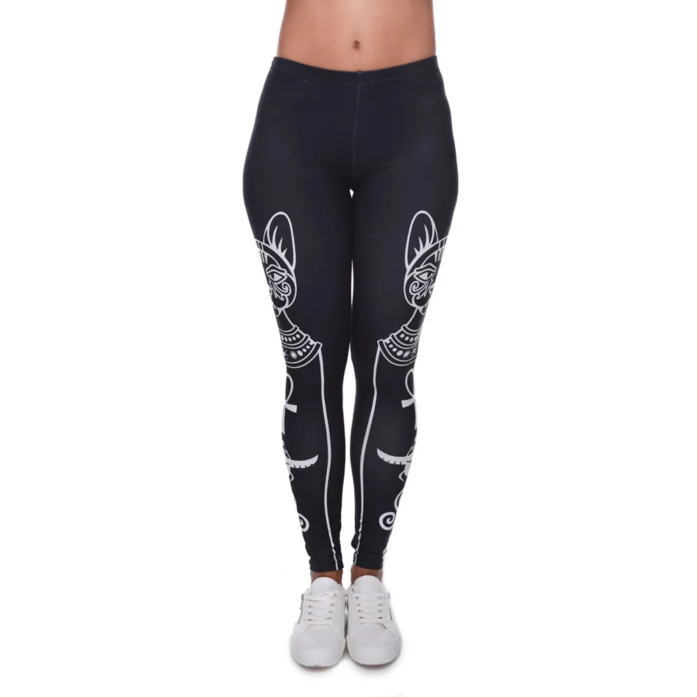 ZELLY High Elasticity Egyptian cat symbols Printed Fashion Slim fit Legging Workout Trousers Casual Pants Leggings for Women |