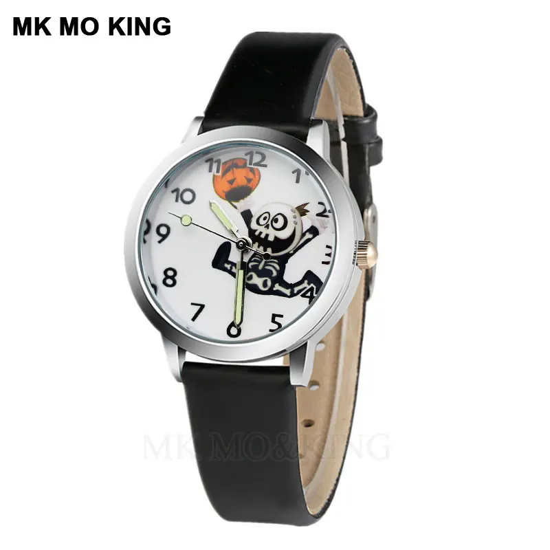 Минималистичный дизайн Хэллоуин Тыква Мультяшные детские часы время светящийся