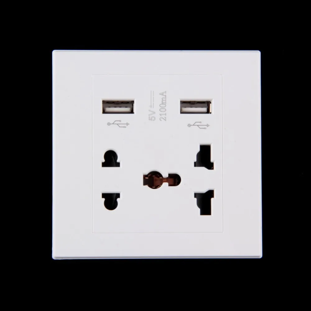 Двойной USB Порты и разъёмы 5V 2100MA Электрический настенный Зарядное устройство Порты и разъёмы док-разъем Мощность розетки электричество AC Мощность Панель пластина