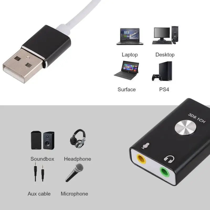 USB Внешняя независимая звуковая карта для настольного компьютера/ноутбука с 3 5 мм