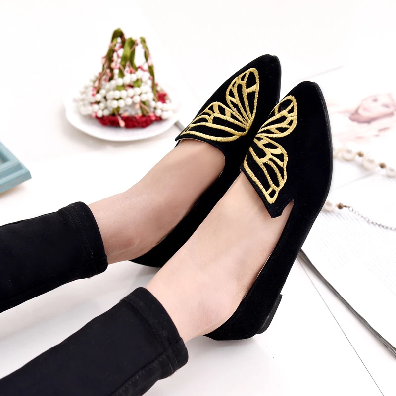 Новинка 2017 года Модные женские балетки на плоской подошве с острым носком сезон