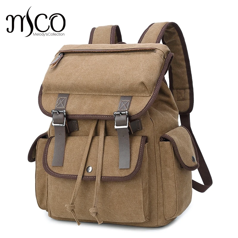 

Мужской винтажный холщовый рюкзак, школьный чемодан, сумка через плечо для компьютера, ноутбука, универсальный рюкзак большой вместимости ...