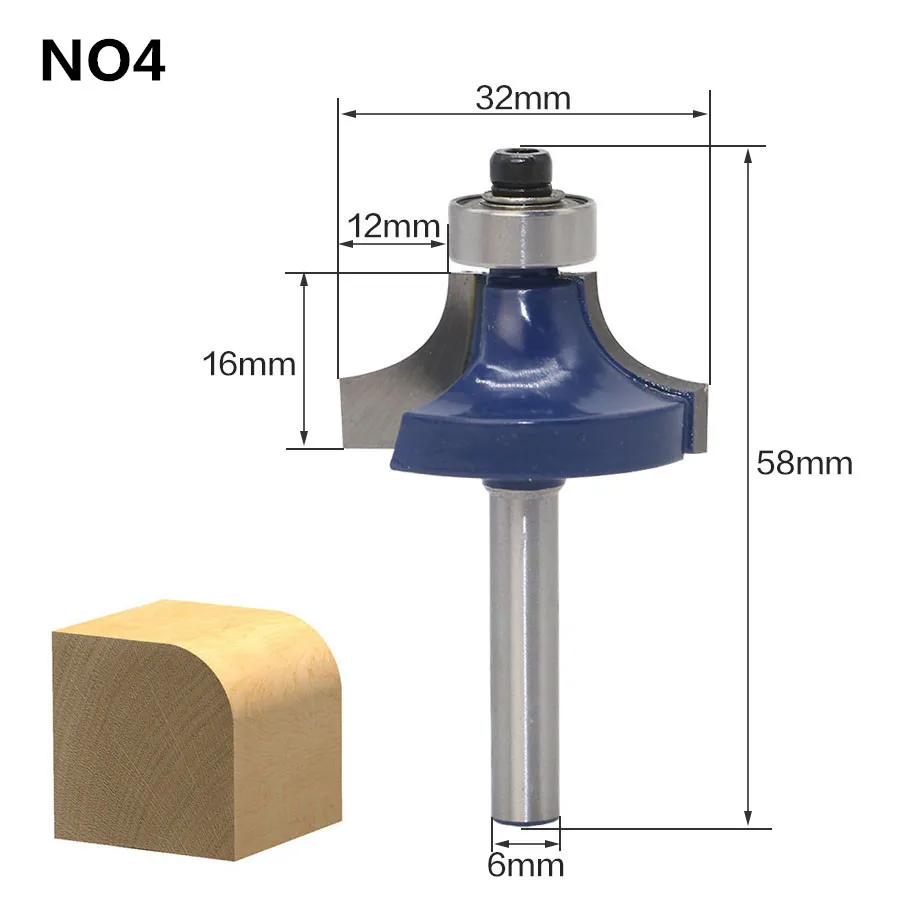 1Pc 6mm Shank 2 Flute Corner Round Over Router Bit With Bearing Tungsten Carbide Tools Bits For Wood | Инструменты