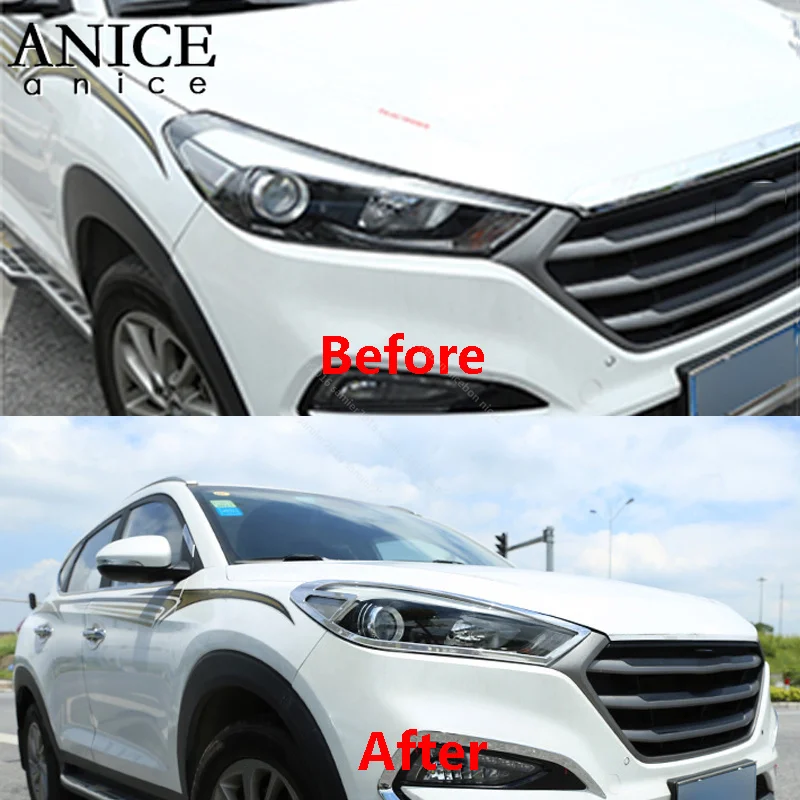 2 шт хромированные для передних фар Frame украсить обложку hyundai Tucson 2015 2018| |