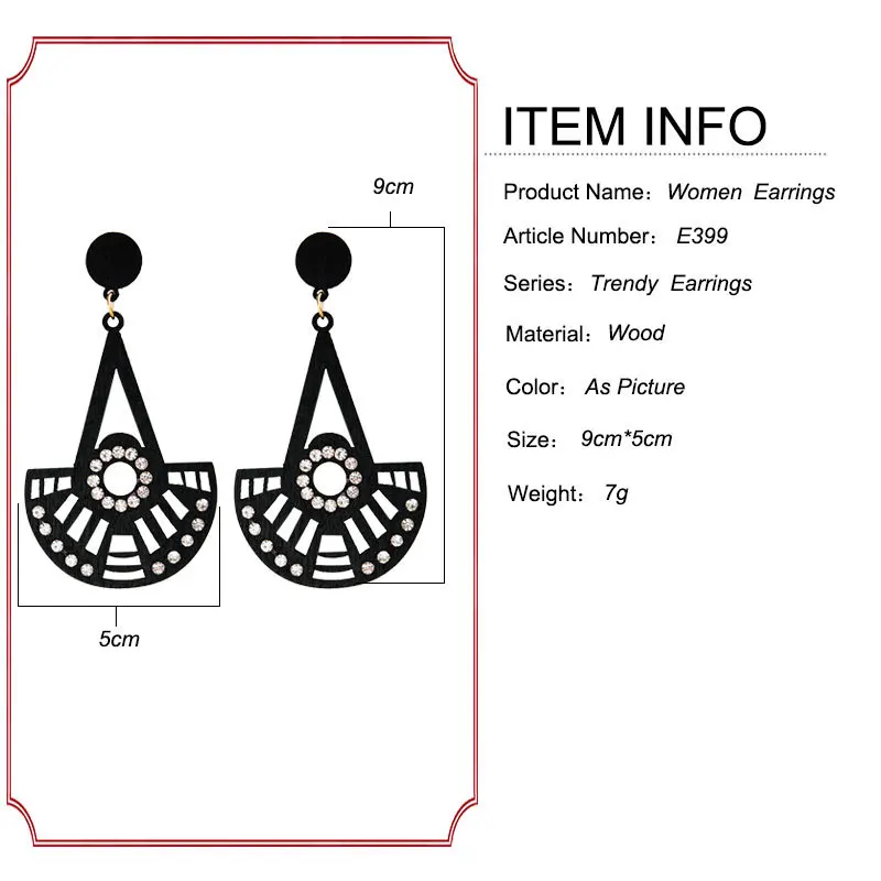 LZHLQ геометрические полые Висячие Модные женские серьги деревянные Макси со