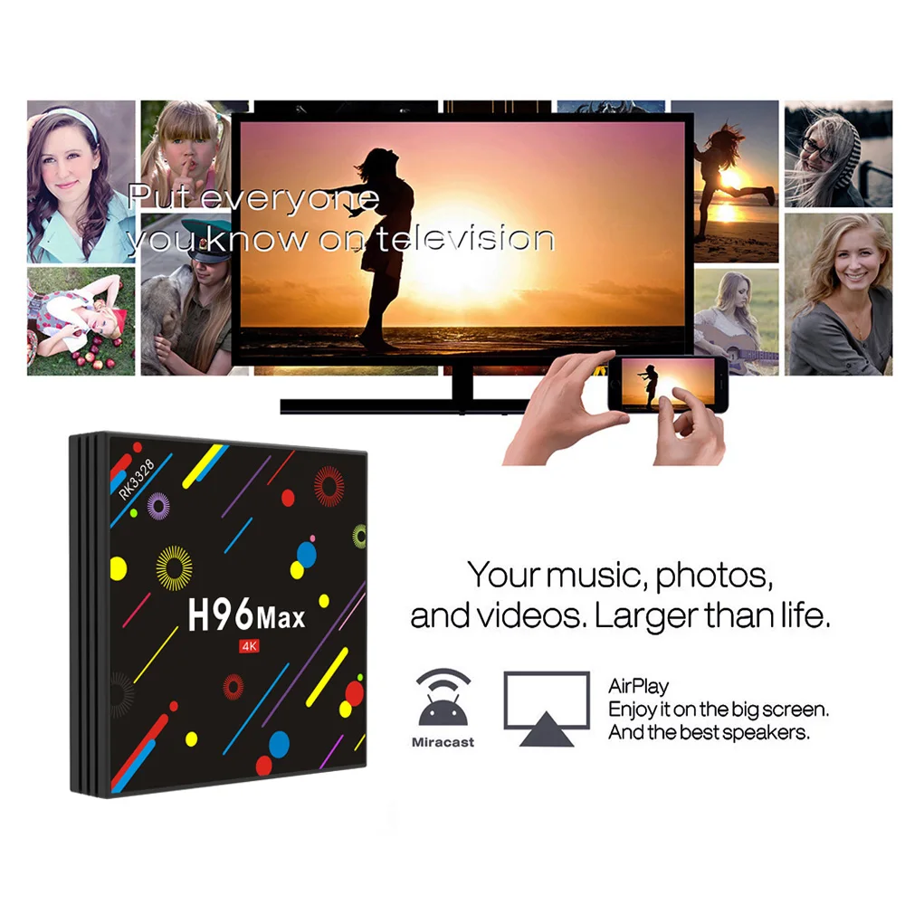 Новый H96 MAX H2 Android 7 1 Смарт ТВ бокс Rockchip RK3328 Четырехъядерный 4 Гб RAM 32ROM Suppot H.265 UHD BT 4K 5G