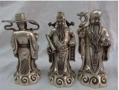 Китай Серебро 3 жуй YuanBao долголетие звезда Маммона Бог шоу персик Фу Лу статуя |