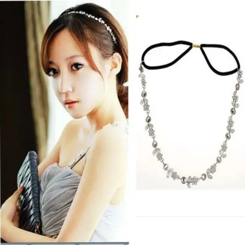 Модная женская повязка на голову с цепочкой ювелирные изделия цветок Стразы для