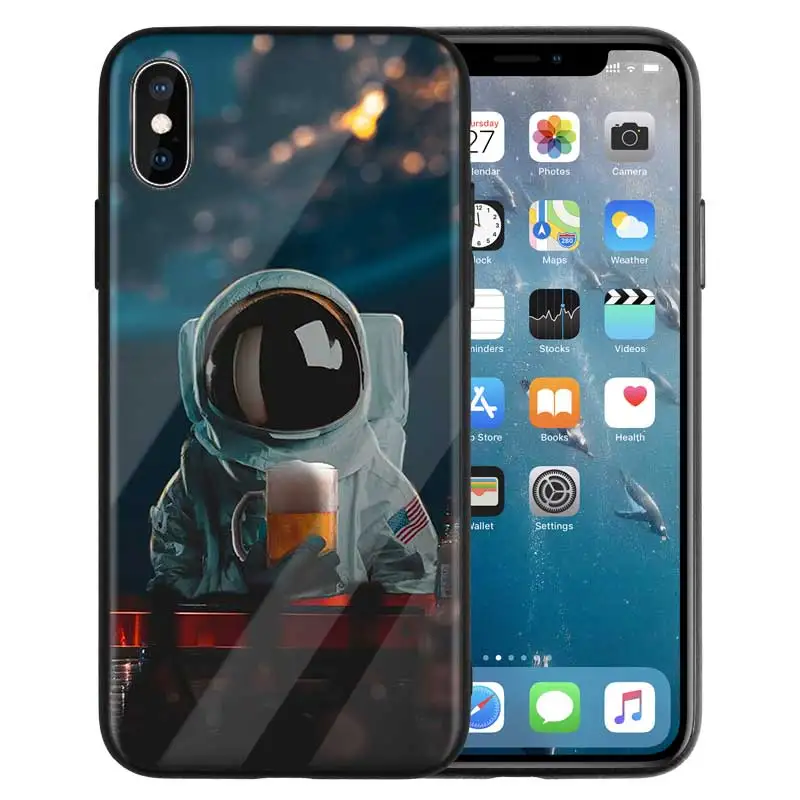 03 Забавный чехол с изображением космонавта любви Луны астронавта для iPhone X 7 6 6S 8 Plus, чехол для iPhone 11 11Pro XS MAX XR 7+ 8+ чехол из закаленного стекла - Цвет: 03
