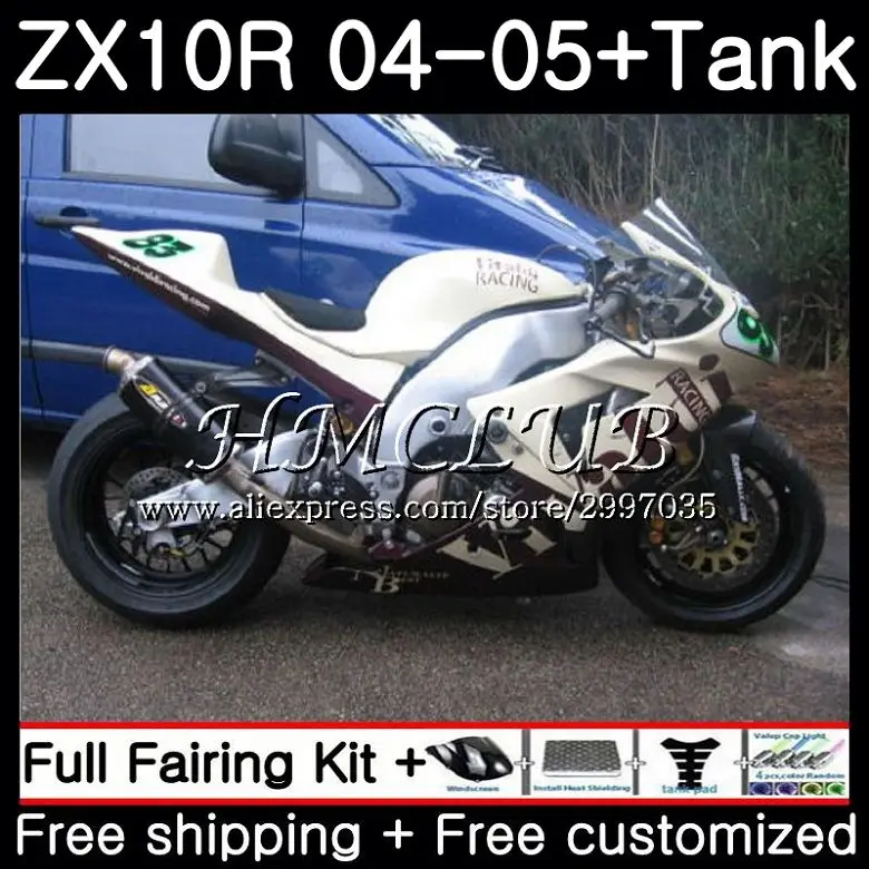 

Body +Tank For KAWASAKI NINJA Dark red white ZX1000 C ZX 10 R ZX-10R 2004 2005 60HC.8 ZX1000C ZX10R 04 05 ZX 10R 04 05 Fairings
