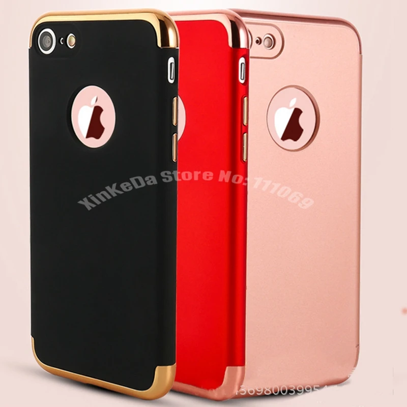 Роскошный Золотой Жесткий Чехол для iphone 7 6 6S 5 5S SE съемная задняя крышка 3 в 1 чехлы
