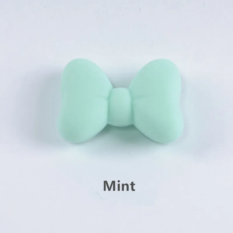 Mint Chenkai 50 шт. BPA свободные силиконовые бусины «бантики» DIY детское кольцо для соски зубное кольцо для ребенка сенсорный Бант ювелирные украшения игрушки - Цвет: Mint