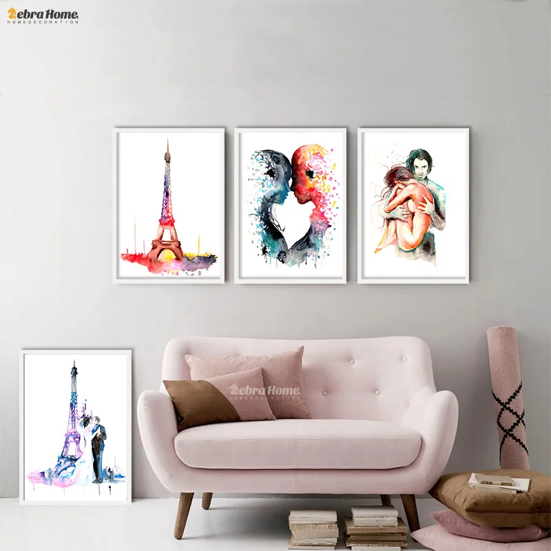 Оригинальная акварельная картина на холсте любовь настенный плакат и принты