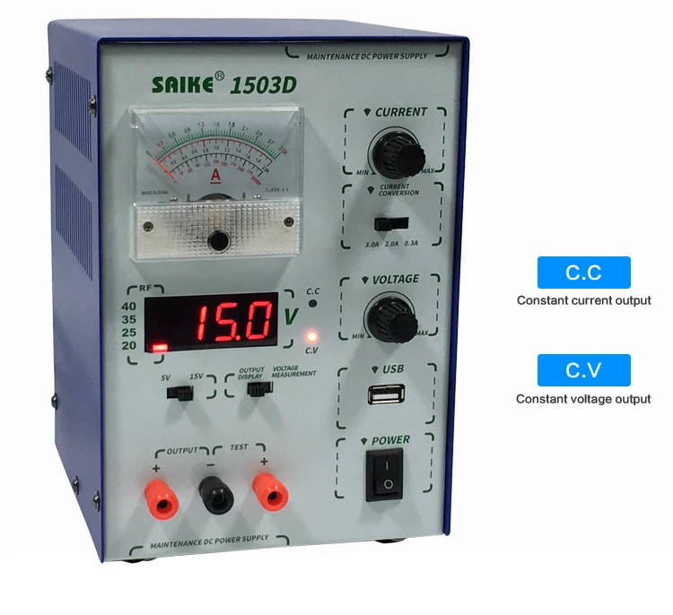 SAIKE 1503D 15 в 3A 220 В DC Регулируемый переключатель Регулируемый источник питания регулятор напряжения Регулируемый источник питания с интерфейсом USB