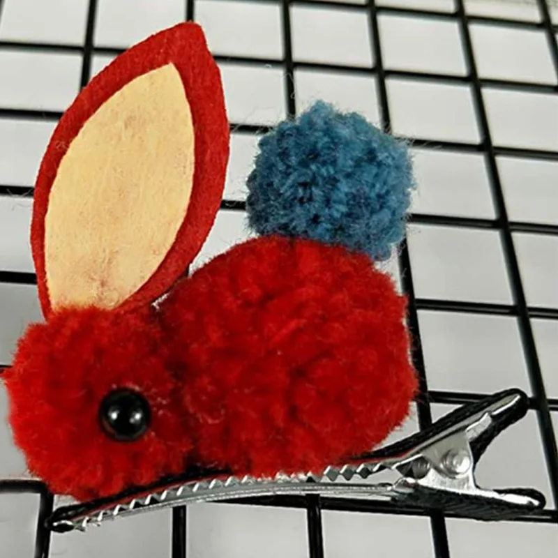 Hair Clip Red Резинка для волос для детей, 1 шт., кролик, дети, девочки, регулируемый плюшевый кролик с ушами, заколка для волос, повязка на голову, изящные подарки, животное - Цвет: Hair Clip Red