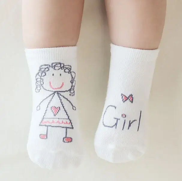 Girls Новое поступление, носки для новорожденных, носки из хлопка с рисунком для маленьких девочек, Нескользящие хлопковые носки для маленьких мальчиков - Цвет: Girls