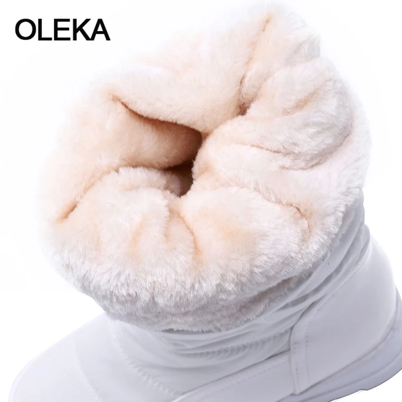 Oleka плюс Размеры Новый 2017 Модные женские ботинки Утепленная одежда низкие зимние