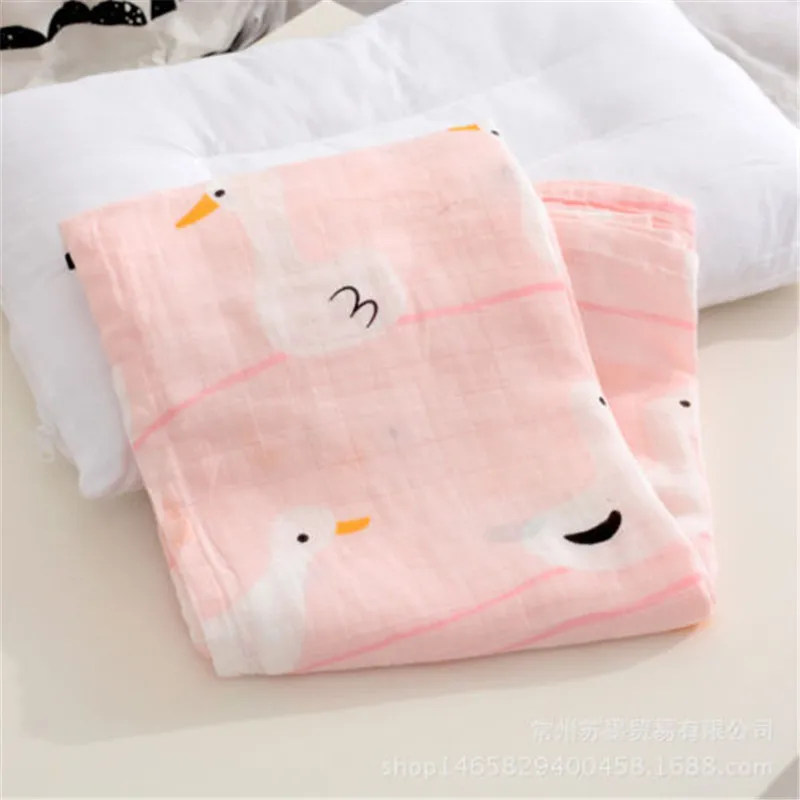 Light pink goose Муслиновая пеленальная обертка для новорожденных, детское многофункциональное органическое бамбуковое Хлопковое одеяло, младенческий parisarc, перекрестная обертка для ванной, дорожная обертка 120*120 см - Цвет: Light pink goose