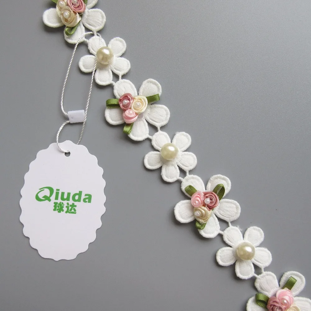 Винтажное платье с кружевной кромкой украшенное жемчугом и бусинами 1 ярд | Дом