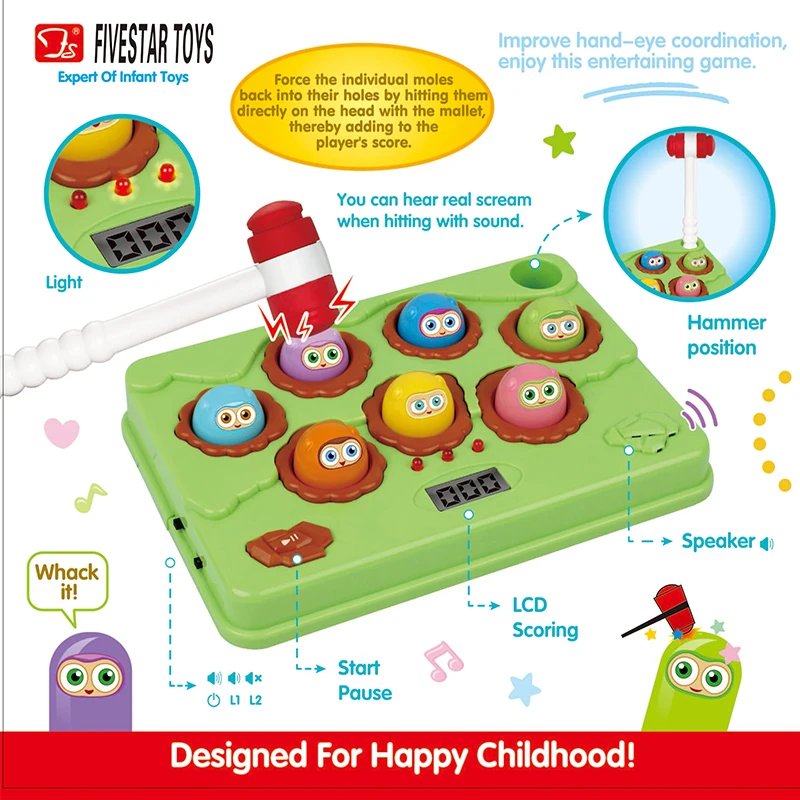 FS TOYS 1 шт. 35889 пластиковый whack-a-mole детский молоток обучающая игрушка для детей игры Дети Развивающие игрушки 2-4 года