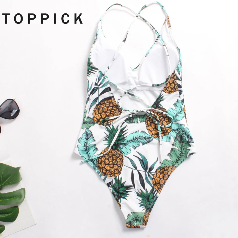 Maillot De Bain Femme 2018 Une Piece купальные костюмы ананас женский монокини с ремешком сзади
